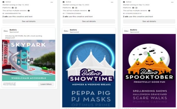 Butlins Facebook Ad