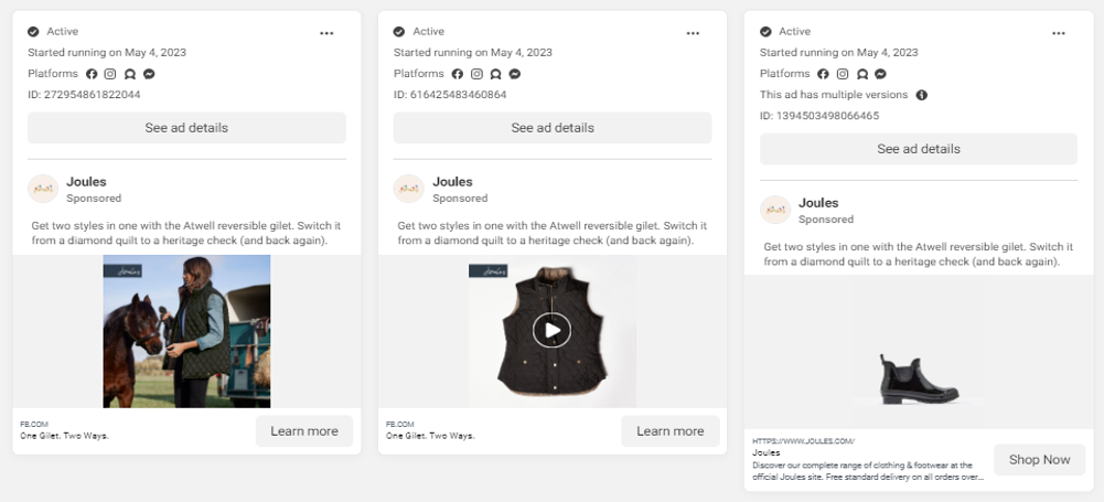 Joules Facebook Ad Images - May 2023
