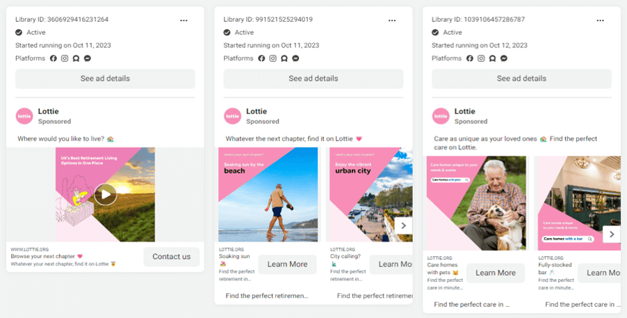 Lottie Facebook Ads October 2023