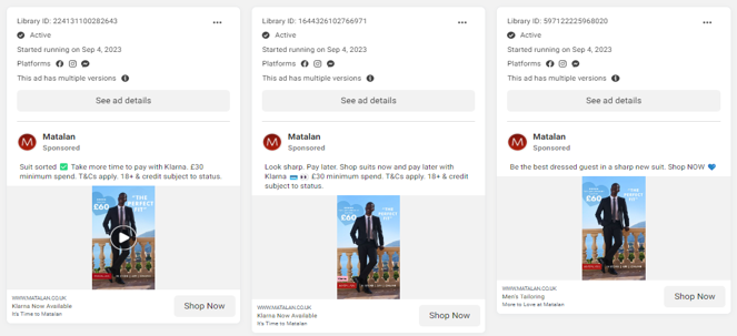 Matalan Facebook Ads - Sept 2023