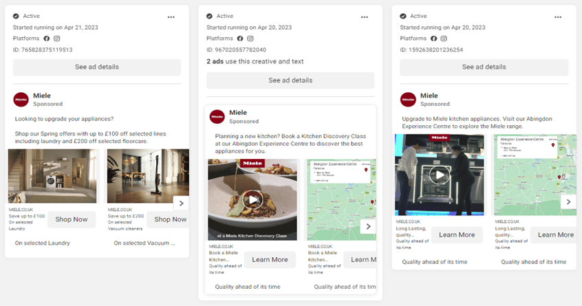 Miele Facebook Ads - Q2 2023 May