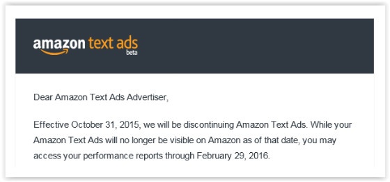 Amazon Text Ads message