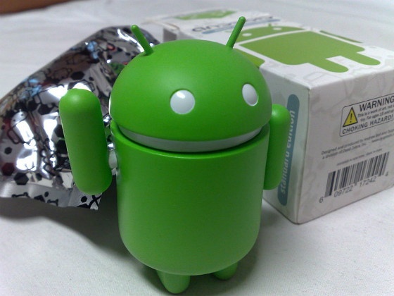 A toy Android figure.