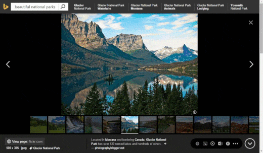 Animated gif showing new Bing Image Search functionality.