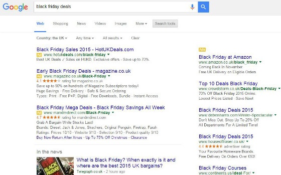 Retailers advertising Black Friday deals