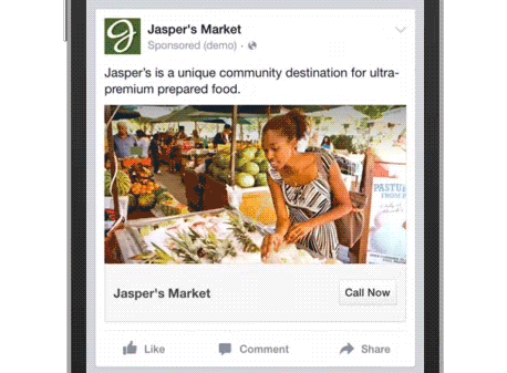 Animation detailing how Facebook's 'Call Now' buttons work.