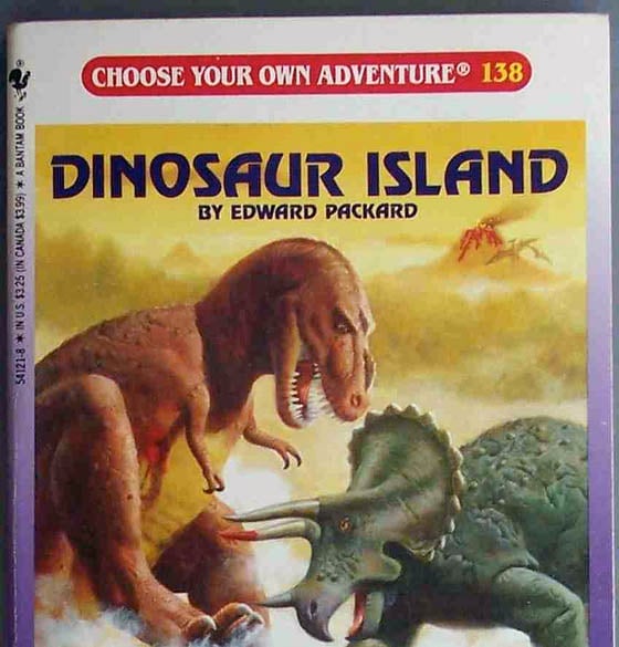 Choose Your Own Adventure book: Dinosaur Island.