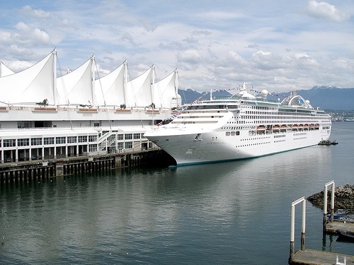 Cruise ship in dock.