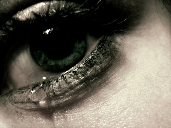 An eye, crying.