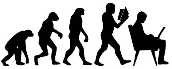 The evolution of man - from ape to laptop user.