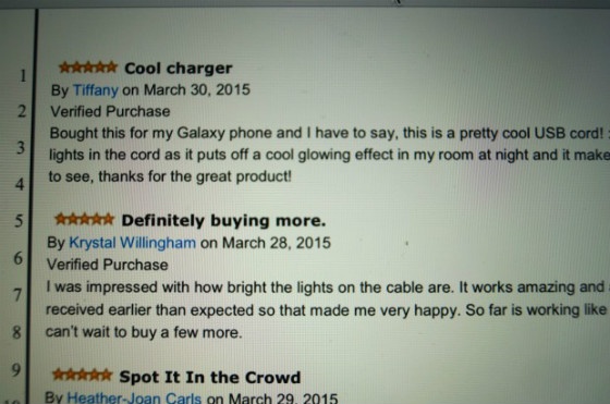 Some of the fake reviews identified in the lawsuit.