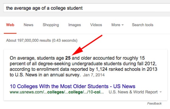 Screenshot of the bolded answer in a direct answer box.