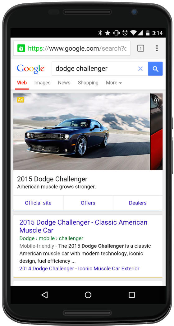 A screenshot of Google's new ad format for automotive businesses.
