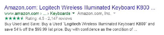 Google's review stars, in green.
