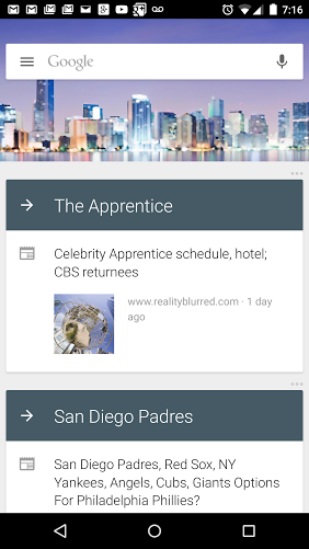 Google Now's new context-specific backrounds.