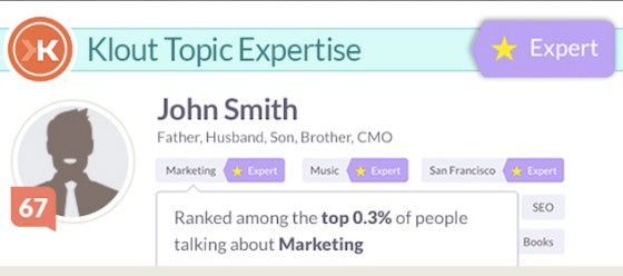 Klout's new expertise badges.