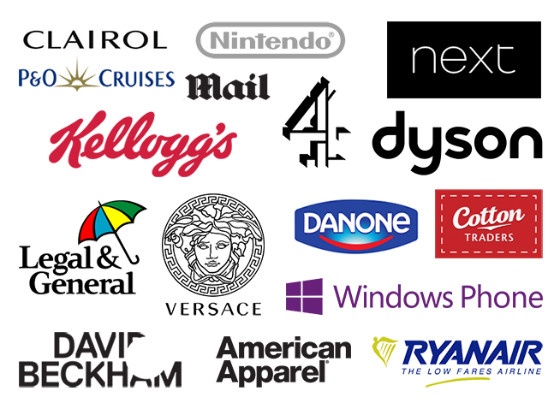 Logos of brands without mobile-friendly websites.