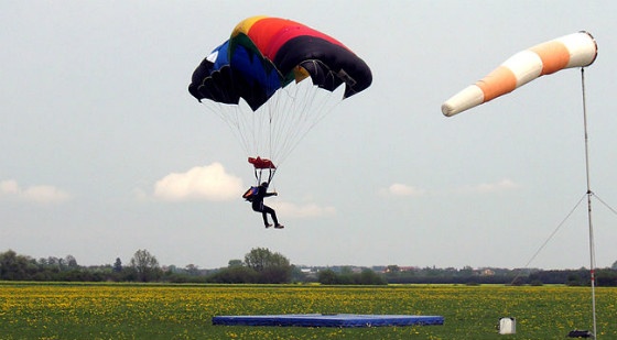 Parachute landing.