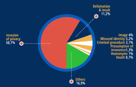 Pie chart showing frequency of reasons behind RTBF requests.