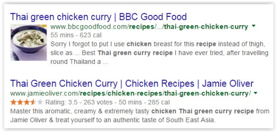 Recipe page SERP