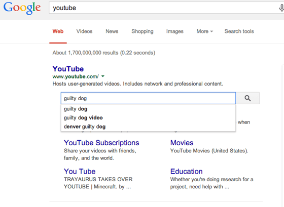 Sitelinks search example