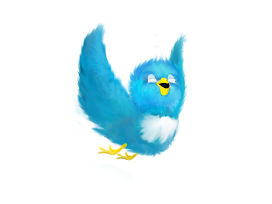 Twitter bird, looking happy and free.