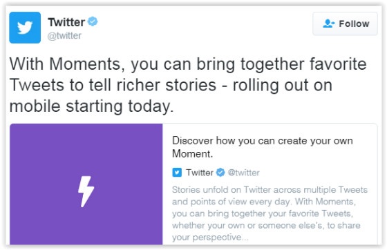 Twitter Moments tweet