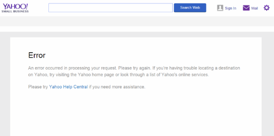 An error greeting those who tried to use the new Yahoo! Directory replacement.
