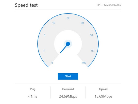 Bing internet speed test tool