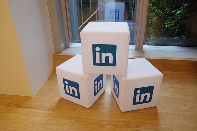 LinkedIn logo printed on cubes.