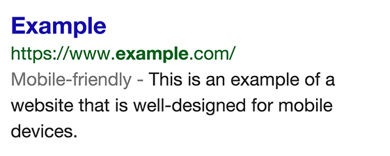 Google's mobile-friendly labels - an example.
