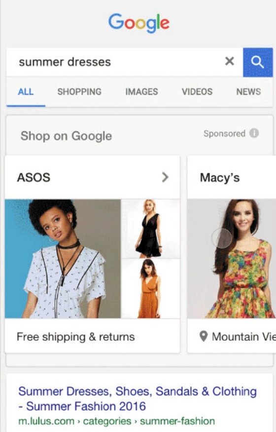 Google Showcase Shopping
